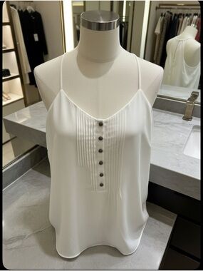 Express White Pleated Front Spaghetti Strap Cami